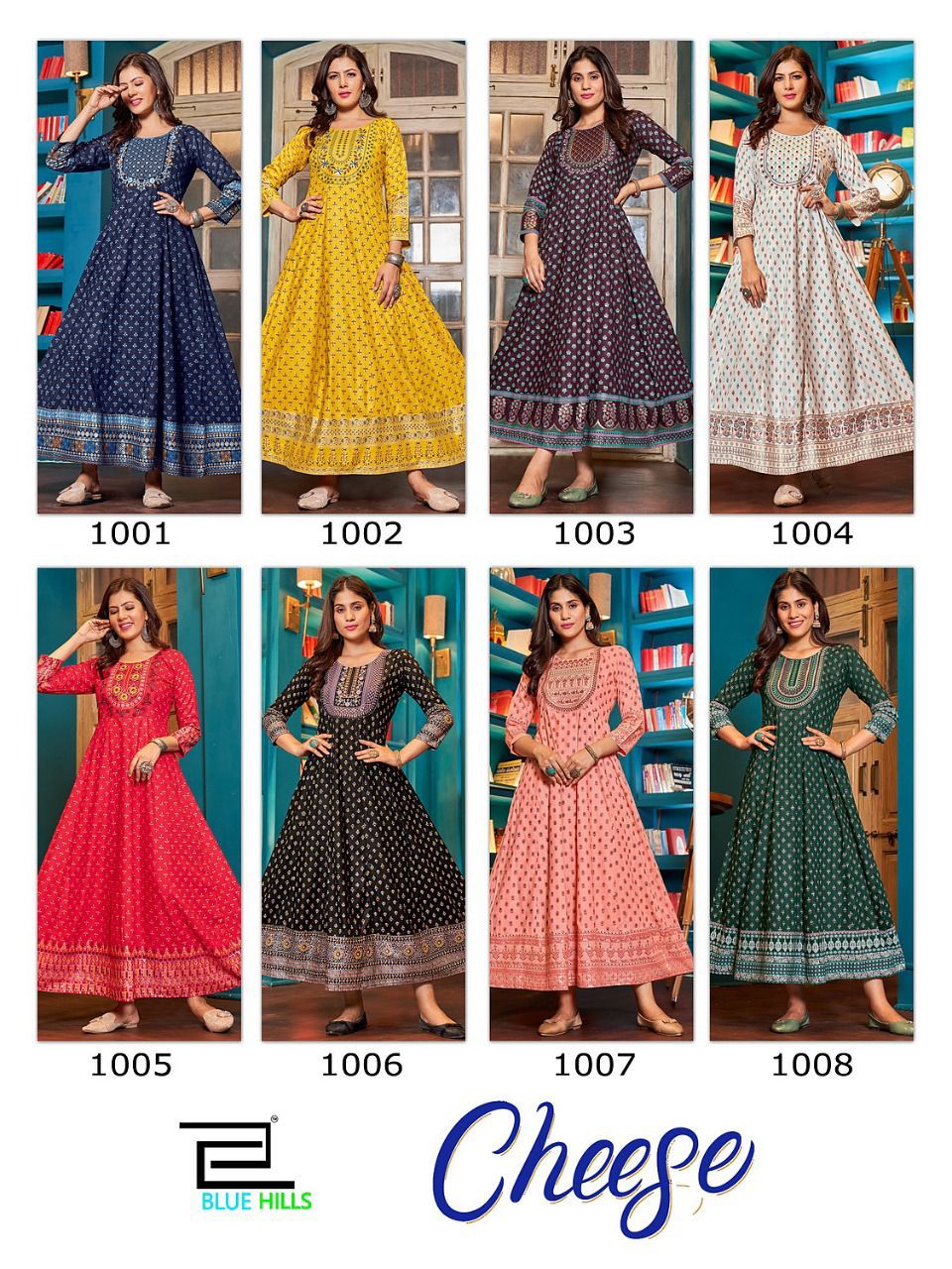 Blue Hills Cheese Festive Wear Wholesale Anarkali Kurti Catalog